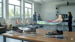 Illustration demonstrating the millimeter heel-to-toe drop measurement in standard neutral running shoes for men.