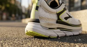 Close-up of the thick foam heel on comfort-focused max cushion running shoes for men, emphasizing daily trainer impact protection.