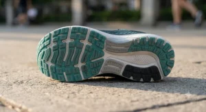 Durable rubber outsole with high-traction tread design on a women's neutral running shoe for high arches