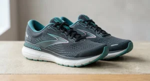 Pair of lightweight women's neutral running shoes designed for high arch support and shock absorption