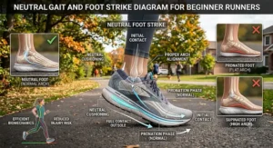 Diagram illustrating a neutral foot strike and arch alignment for women beginner runners