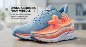 Diagram highlighting the shock-absorbing foam midsole in women's neutral running shoes