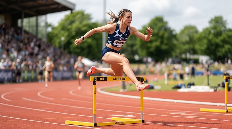Athlete clearing a hurdle while testing track spikes for beginners