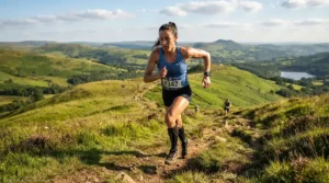 Athlete tackling an incline workout in men's split running shorts for track and race day